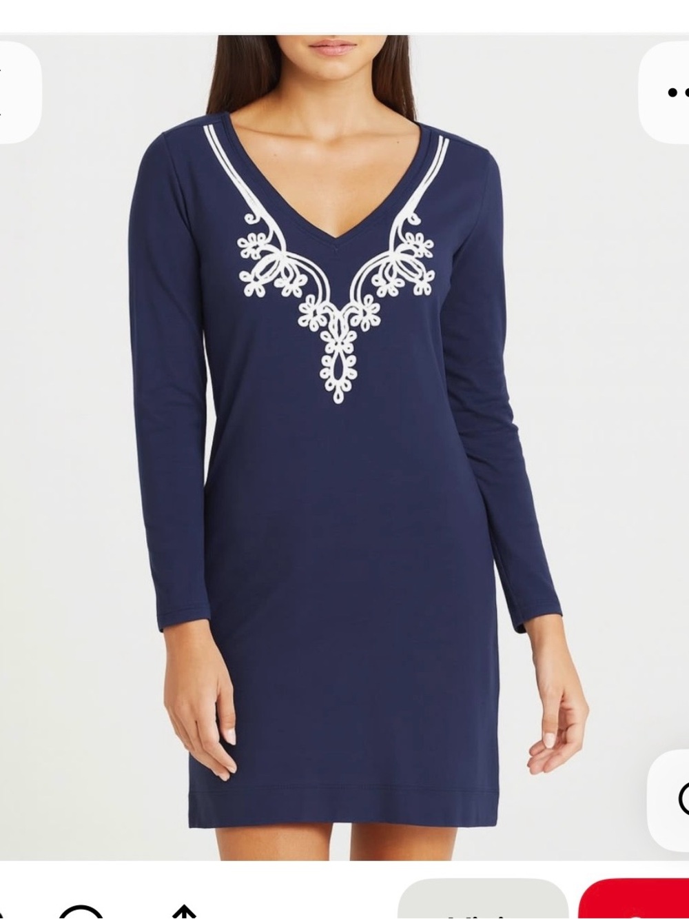 Lilly Pulitzer Navy Dress with White Embroidered V-Neck